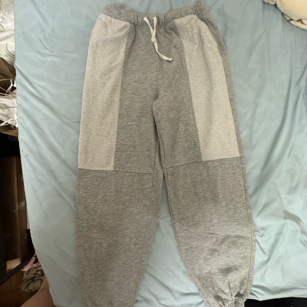 Patchwork Gray Sweatpants with Cuffs